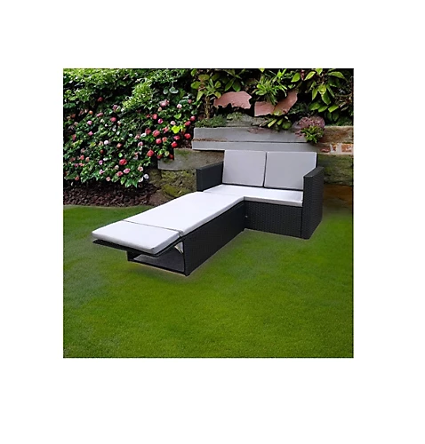 EVRE 2 Seat Rattan Garden Love Bed Furniture Set - Black For Patio Conservatory 2 EVRE 2 Seat Rattan Garden Love Bed Furniture Set - Black For Patio Conservatory - Image 2