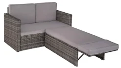EVRE 2 Seater Outdoor Rattan Garden Love Bed Furniture Set- Grey For Patio Conservatory