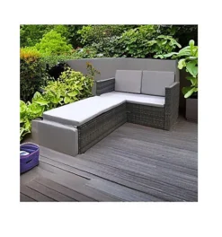 EVRE 2 Seater Outdoor Rattan Garden Love Bed Furniture Set- Grey For Patio Conservatory -Outsunny Garden Zone evre 2 seater outdoor rattan garden love bed furniture set grey for patio conservatory5060381723122 03c MP
