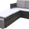EVRE 2 Seater Outdoor Rattan Garden Love Bed Furniture Set - Grey With Weather Proof Cover