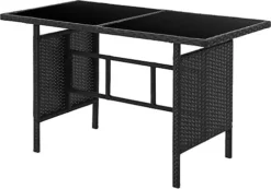 EVRE 4 Seat Porto Garden Rattan Furniture Set 4 Piece Dining Outdoor Wicker Lounge Sofa And Table Black -Outsunny Garden Zone evre 4 seat porto garden rattan furniture set 4 piece dining outdoor wicker lounge sofa and table black5056709900078 04c MP