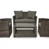 EVRE 4 Seater Rattan Garden Furniture Sofa Armchair Set -Roma With Coffee Table