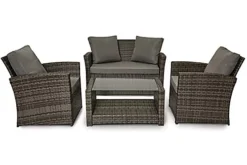 EVRE 4 Seater Rattan Garden Furniture Sofa Armchair Set -Roma With Coffee Table