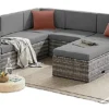 EVRE 6 Seat Grey Rattan Outdoor Garden Furniture Sofa Set - Monaco With Coffee Table And Weatherproof Cover