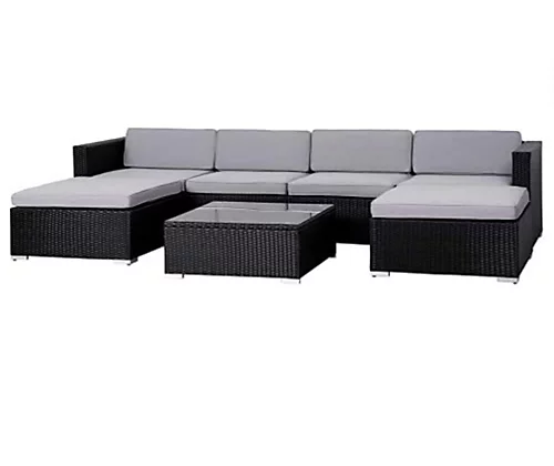 EVRE Black Rattan Outdoor Garden Furniture Nevada Set 6 Seater Sofa With Coffee Table With Cover 1 EVRE Black Rattan Outdoor Garden Furniture Nevada Set 6 Seater Sofa With Coffee Table With Cover
