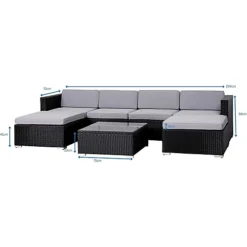 EVRE Black Rattan Outdoor Garden Furniture Nevada Set 6 Seater Sofa With Coffee Table With Cover 5 EVRE Black Rattan Outdoor Garden Furniture Nevada Set 6 Seater Sofa With Coffee Table With Cover -Outsunny Garden Zone evre black rattan outdoor garden furniture nevada set 6 seater sofa with coffee table with cover5060381727700 03c MP