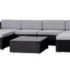 EVRE Black Rattan Outdoor Garden Furniture Nevada Set 6 Seater Sofa With Coffee Table