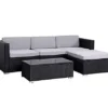 EVRE Black Rattan Outdoor Garden Furniture Set 4 Seater California Sofa Set With Coffee Table