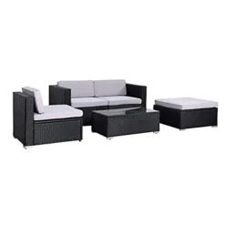 EVRE Black Rattan Outdoor Garden Furniture Set 4 Seater California Sofa Set With Coffee Table -Outsunny Garden Zone evre black rattan outdoor garden furniture set 4 seater california sofa set with coffee table5060381723313 03c MP