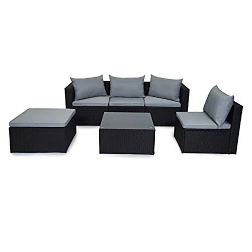 Evre Black Rattan Outdoor Garden Furniture Set Miami Sofa Coffee Table, Foot Stool Rattan 2 Evre Black Rattan Outdoor Garden Furniture Set Miami Sofa Coffee Table, Foot Stool Rattan - Image 2