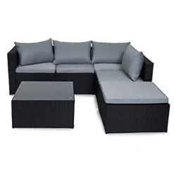 Evre Black Rattan Outdoor Garden Furniture Set Miami Sofa Coffee Table, Foot Stool Rattan 6 Evre Black Rattan Outdoor Garden Furniture Set Miami Sofa Coffee Table, Foot Stool Rattan -Outsunny Garden Zone evre black rattan outdoor garden furniture set miami sofa coffee table foot stool rattan5060381729933 03c MP