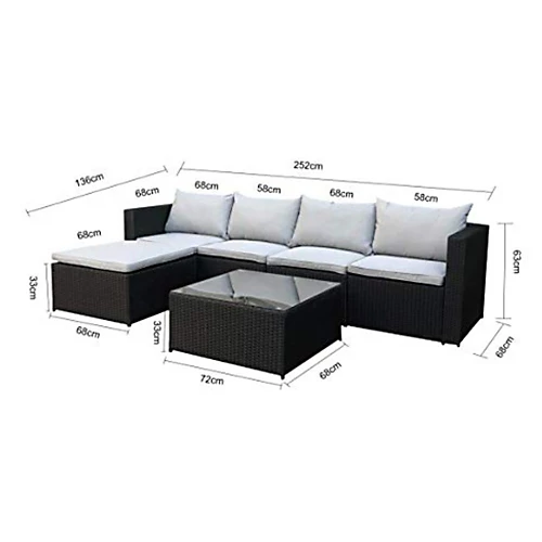 Evre Black Rattan Outdoor Garden Furniture Set Miami Sofa Coffee Table, Foot Stool Rattan 4 Evre Black Rattan Outdoor Garden Furniture Set Miami Sofa Coffee Table, Foot Stool Rattan - Image 4