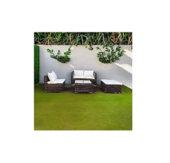 EVRE Brown 4 Seat Outdoor Rattan Garden Furniture Sofa Set - Malaga With Coffee Table -Outsunny Garden Zone evre brown 4 seat outdoor rattan garden furniture sofa set malaga with coffee table5060381724624 03c MP