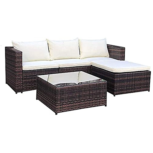 Evre Brown 4 Seat Rattan Outdoor Garden Furniture Set - Malaga With Coffee Table And Weatherproof Cover 1 Evre Brown 4 Seat Rattan Outdoor Garden Furniture Set - Malaga With Coffee Table And Weatherproof Cover
