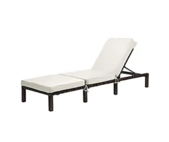 EVRE Brown Rattan Garden Padded Sun Lounger Sun Bed Day Bed Sun Lounger