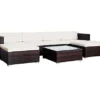 EVRE Brown Rattan Outdoor Garden Furniture Nevada Set 6 Seater Sofa With Coffee Table With Cover