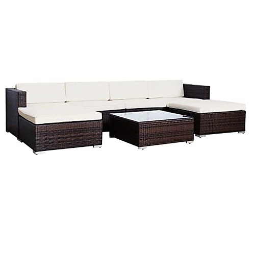 EVRE Brown Rattan Outdoor Garden Furniture Nevada Set 6 Seater Sofa With Coffee Table With Cover 3 EVRE Brown Rattan Outdoor Garden Furniture Nevada Set 6 Seater Sofa With Coffee Table With Cover - Image 3