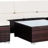 EVRE Brown Rattan Outdoor Garden Furniture Nevada Set 6 Seater Sofa With Coffee Table