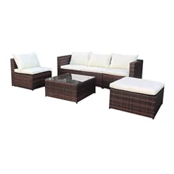 Evre Brown Rattan Outdoor Garden Furniture Set Miami Sofa Coffee Table, Foot Stool Rattan With Premium Cover -Outsunny Garden Zone evre brown rattan outdoor garden furniture set miami sofa coffee table foot stool rattan with premium cover5060381723054 04c MP