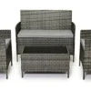 EVRE Grey Madrid Rattan Garden Furniture Set Patio Conservatory Indoor Outdoor 4 Piece Set