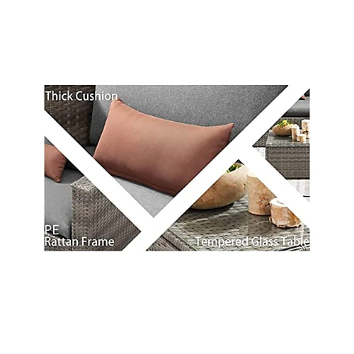 EVRE Grey Malibu Rattan Garden Furniture Set And Coffee Table Patio Conservatory Indoor & Outdoor With Cushions With Cover 3 EVRE Grey Malibu Rattan Garden Furniture Set And Coffee Table Patio Conservatory Indoor & Outdoor With Cushions With Cover - Image 3