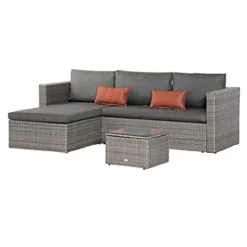 EVRE Grey Malibu Rattan Garden Furniture Set And Coffee Table Patio Conservatory Indoor & Outdoor With Cushions With Cover 7 EVRE Grey Malibu Rattan Garden Furniture Set And Coffee Table Patio Conservatory Indoor & Outdoor With Cushions With Cover -Outsunny Garden Zone evre grey malibu rattan garden furniture set and coffee table patio conservatory indoor outdoor with cushions with cover5060381724488 04c MP