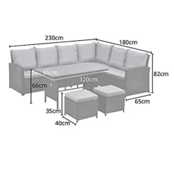 EVRE Grey Monroe 8 Seater Garden Rattan Furniture Corner Dining Set Table Sofa Bench Stool -Outsunny Garden Zone evre grey monroe 8 seater garden rattan furniture corner dining set table sofa bench stool5060381724358 03c MP