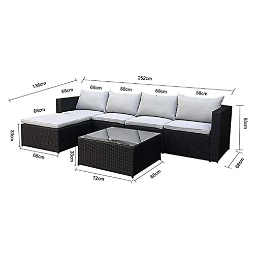 EVRE Grey Rattan Outdoor Garden Furniture Set Miami Sofa Coffee Table, Foot Stool Rattan With Premium Cover 4 EVRE Grey Rattan Outdoor Garden Furniture Set Miami Sofa Coffee Table, Foot Stool Rattan With Premium Cover - Image 4