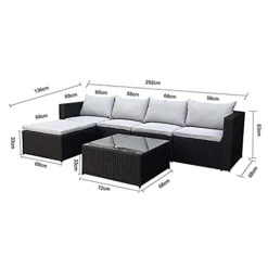 Evre Grey Rattan Outdoor Miami 5 Seater Garden Furniture Set With Coffee Table, Foot Stool 7 Evre Grey Rattan Outdoor Miami 5 Seater Garden Furniture Set With Coffee Table, Foot Stool -Outsunny Garden Zone evre grey rattan outdoor miami 5 seater garden furniture set with coffee table foot stool5060381724761 04c MP