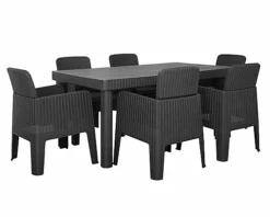 FARO Black 7 Pc Rectangle Dining Set