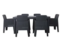 FARO Black 7 Pc Rectangle Dining Set -Outsunny Garden Zone faro black 7 pc rectangle dining set5020125299641 03c MP