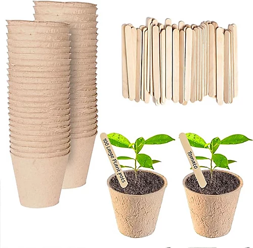 Fibre Biodegradable Pots Round Seedling Plant Pots (100 Pcs X 8 Cm) Large Seed Pots For Growing Plants 1 Fibre Biodegradable Pots Round Seedling Plant Pots (100 Pcs X 8 Cm) Large Seed Pots For Growing Plants
