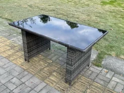 Fimous 4 Seat Rattan Garden Furniture Dining Set Table And Chair Sets PE Wicker Patio Outdoor 4 Chairs Black Tempered Glass Table 7 Fimous 4 Seat Rattan Garden Furniture Dining Set Table And Chair Sets PE Wicker Patio Outdoor 4 Chairs Black Tempered Glass Table -Outsunny Garden Zone fimous 4 seat rattan garden furniture dining set table and chair sets pe wicker patio outdoor 4 chairs black tempered glass table9331615673275 04c MP