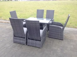 Fimous Oblong Adjustable Rattan Dining Set Table And Chair Set Outdoor Garden Furniture Mixed Grey 6 Seat 6 Fimous Oblong Adjustable Rattan Dining Set Table And Chair Set Outdoor Garden Furniture Mixed Grey 6 Seat -Outsunny Garden Zone fimous oblong adjustable rattan dining set table and chair set outdoor garden furniture mixed grey 6 seat9331632435788 03c MP