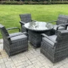 Fimous Rattan Garden Furniture Dining Set Table And Chair Sets PE Wicker Patio Outdoor 4 Chairs Plus Round Table