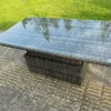 Fimous Wicker Rattan Garden Furniture Adjustable Rising Dining Or Coffee Table In Dark Grey Mixed