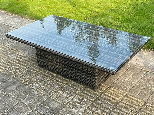 Fimous Wicker Rattan Garden Furniture Adjustable Rising Dining Or Coffee Table In Dark Grey Mixed 3 Fimous Wicker Rattan Garden Furniture Adjustable Rising Dining Or Coffee Table In Dark Grey Mixed - Image 3