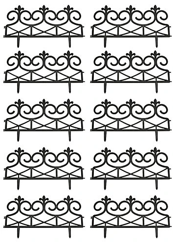 Fleur De Lys Black Plastic Lawn Edging (60cm X 32cm) - 10 Panels 2 Fleur De Lys Black Plastic Lawn Edging (60cm X 32cm) - 10 Panels - Image 2