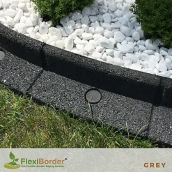 FlexiBorder Grey 2 X 1m Flexible Garden Edging For Garden Borders - Lawn Edging For Pathways And Landscaping