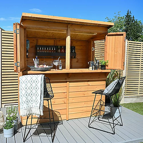 Forest Garden 6x3 Ft Pent Shiplap Garden Bar With Single Door 1 Forest Garden 6x3 Ft Pent Shiplap Garden Bar With Single Door