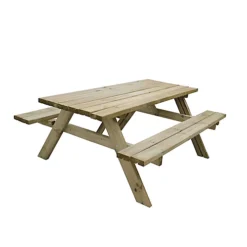 Forest Garden Rectangular Natural Timber Picnic Table