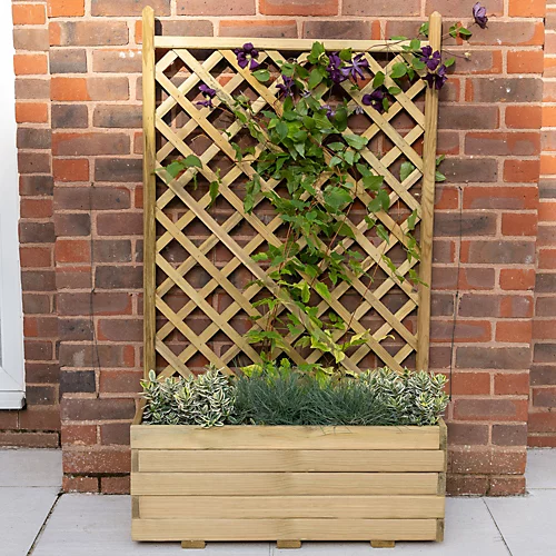 Forest Garden Trellis Natural Timber Rectangular Planter (H) 137cm X (W) 80cm 2 Forest Garden Trellis Natural Timber Rectangular Planter (H) 137cm X (W) 80cm - Image 2