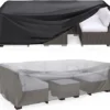 Furniture One 420D Oxford Fabric Patio Set Cover Rectangular Sofa Set Cover Black 125x63x74cm