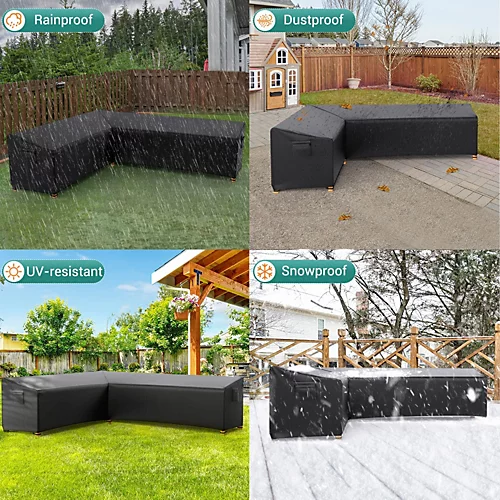 Furniture One 420D V-Shape Corner Sofa Cover Waterproof 215x215x87cm Black 2 Furniture One 420D V-Shape Corner Sofa Cover Waterproof 215x215x87cm Black - Image 2