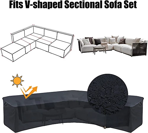 Furniture One 420D V-Shape Corner Sofa Cover Waterproof 215x215x87cm Black 3 Furniture One 420D V-Shape Corner Sofa Cover Waterproof 215x215x87cm Black - Image 3