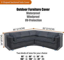 Furniture One 420D V-Shape Corner Sofa Cover Waterproof 215x215x87cm Black 7 Furniture One 420D V-Shape Corner Sofa Cover Waterproof 215x215x87cm Black -Outsunny Garden Zone furniture one 420d v shape corner sofa cover waterproof 215x215x87cm black0785379128295 04c MP