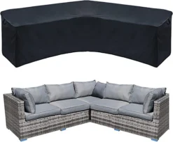 Furniture One 420D V-Shape Corner Sofa Cover Waterproof 270x270x90cm Black