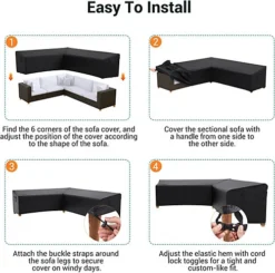 Furniture One 420D V-Shape Corner Sofa Cover Waterproof Outdoor Furniture Cover - 215x215x87cm Black 6 Furniture One 420D V-Shape Corner Sofa Cover Waterproof Outdoor Furniture Cover - 215x215x87cm Black -Outsunny Garden Zone furniture one 420d v shape corner sofa cover waterproof outdoor furniture cover 215x215x87cm black0726972295984 03c MP