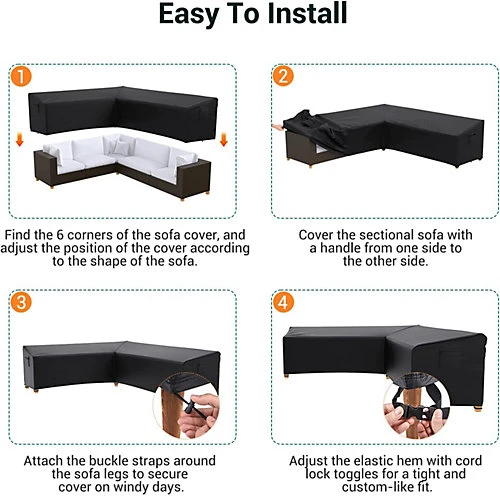 Furniture One 420D V-Shape Corner Sofa Cover Waterproof Outdoor Furniture Cover - 215x215x87cm Black 3 Furniture One 420D V-Shape Corner Sofa Cover Waterproof Outdoor Furniture Cover - 215x215x87cm Black - Image 3