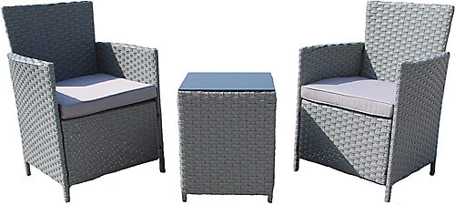 Furniture One Rattan Bistro Set Furniture Grey 3 PCs Patio Weave Companion Chair Table Set 2 Seater 4 Furniture One Rattan Bistro Set Furniture Grey 3 PCs Patio Weave Companion Chair Table Set 2 Seater - Image 4